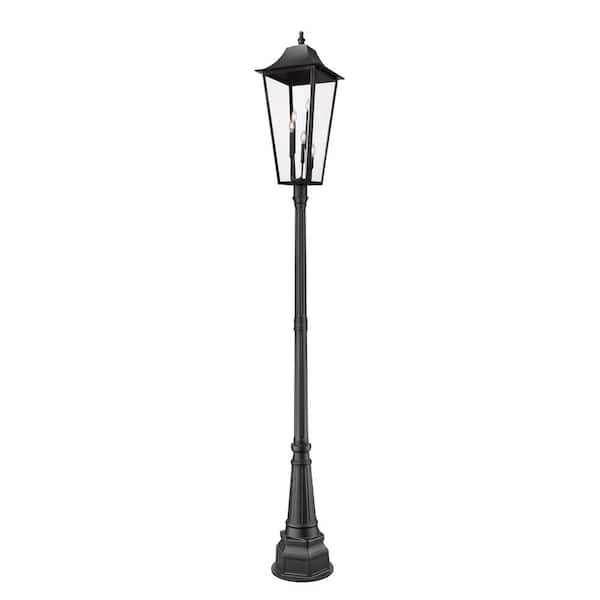 Filament Design Gannon 5-Light Black Stainless Steel Hardwired Outdoor Marine Grade Post-Light Set with no bulbs included