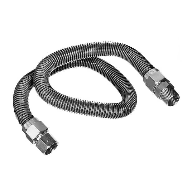 PLUMBFLEX 1/2 in. OD x 3/8 in. ID Flexible Gas Connector Stainless Steel for Dryer/Water Heater, 60 in. L with 1/2 in. FIP x MIP