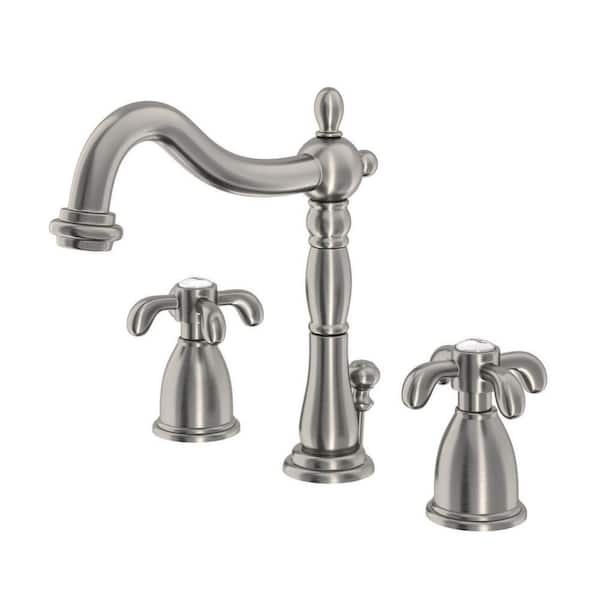 Kingston Brass French Country 8 in. Widespread 2-Handle Bathroom Faucet in Brushed Nickel