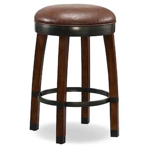 Favorite Finds Sienna Wood Cask Stave Counter Height Stool with Sable Faux Leather Seat (Pack of 2)