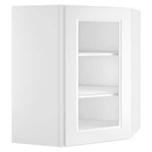 24 in. x 30 in. x 24 in. Traditional White Plywood Wall Diagonal Shaker Style Stock Corner Kitchen Cabinet