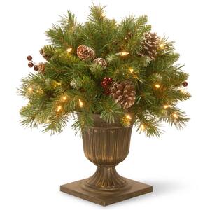 1.5 ft. Frosted Berry Porch Artificial Bush with Clear Lights