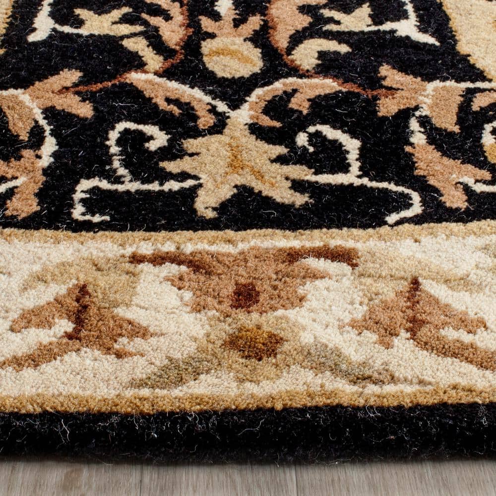 Empire Black and Ivory Floral Wool Tufted Area Rug