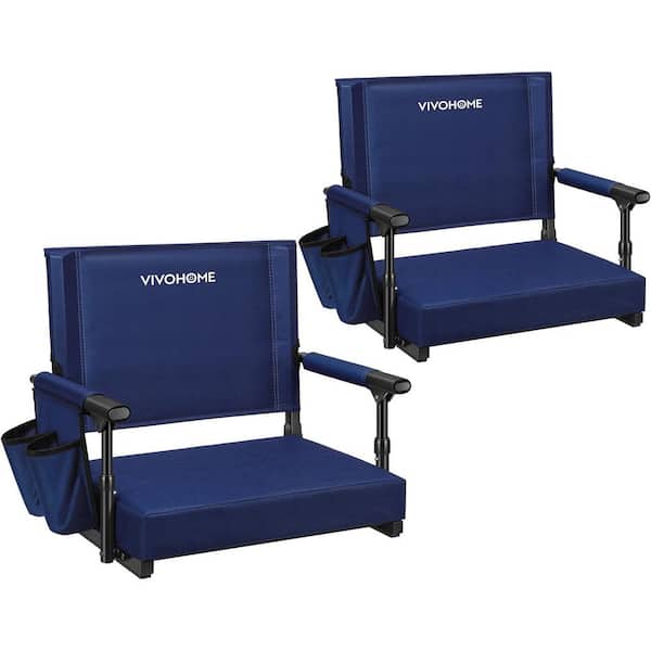 2-Pack Portable ‎Navy Blue Stadium Seats for Bleachers with Back Support and Cushion