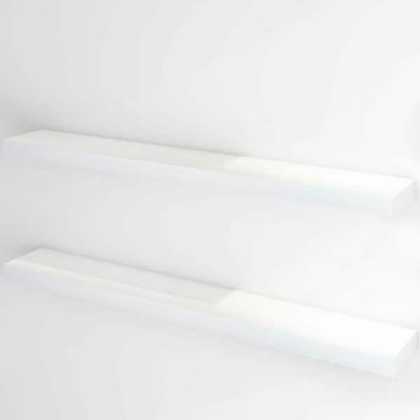 55 in. W x 7 in. D White Wood Floating Shelves for Wall (Set of 2) Decorative Wall Shelf