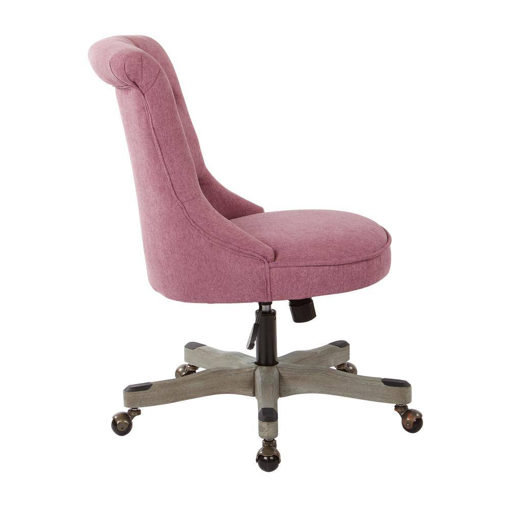 Orchid Fabric 32" Swivel Armless Office Chair with Gray Wood Base