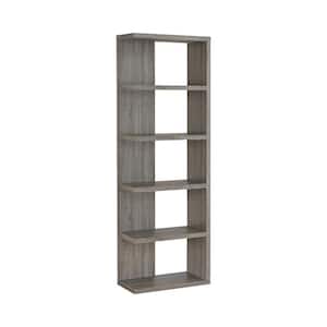 70.75 in. Gray Wood 5-shelf Corner Bookcase