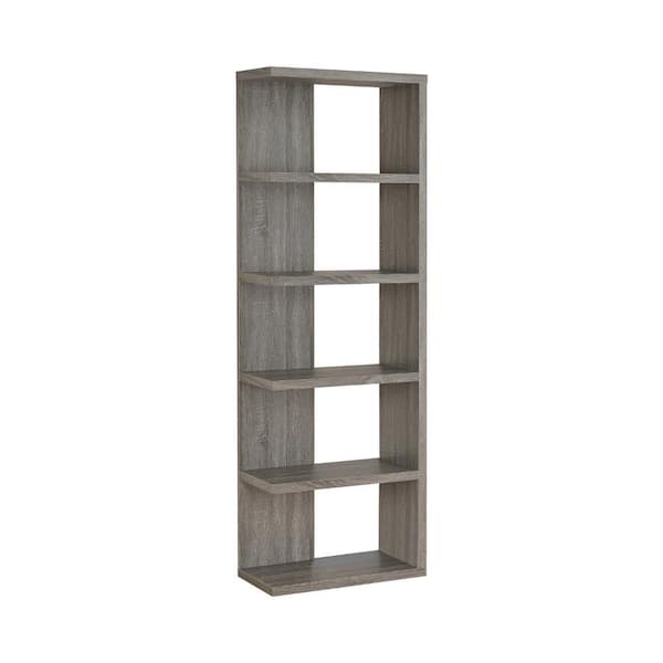 Benjara 70.75 in. Gray Wood 5-shelf Corner Bookcase