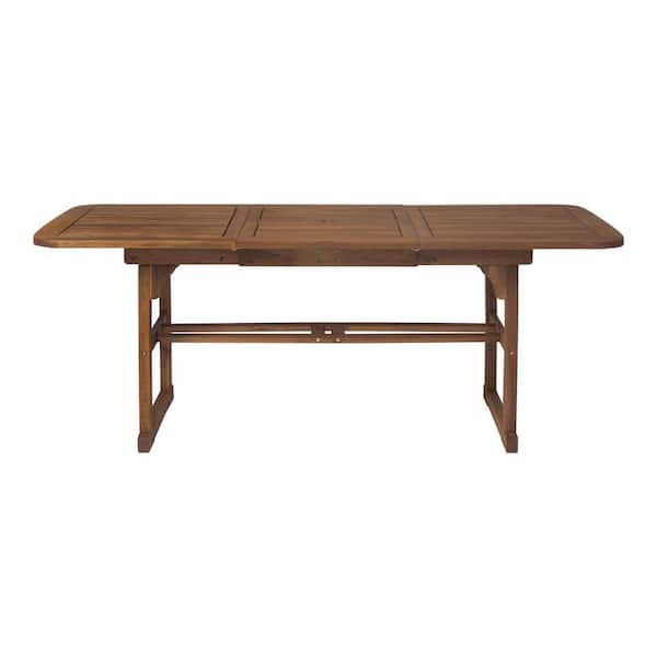 ITOPFOX Modern Slat-Top Solid Acacia Wood Butterfly Outdoor Dining Table with Solid Base and Ready to Assemble, Dark Brown