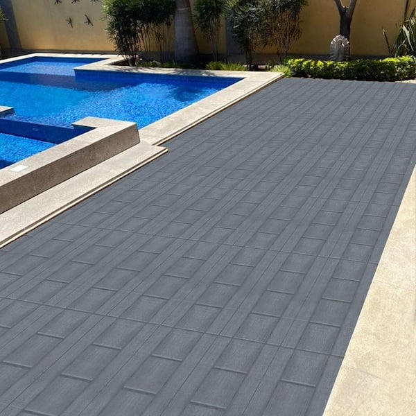 Amucolo 12 in. x 12 in. Waterproof Plastic Interlocking Deck Tiles in Dark Gray for Poolside Balcony Backyard (Set of 44 Tiles)