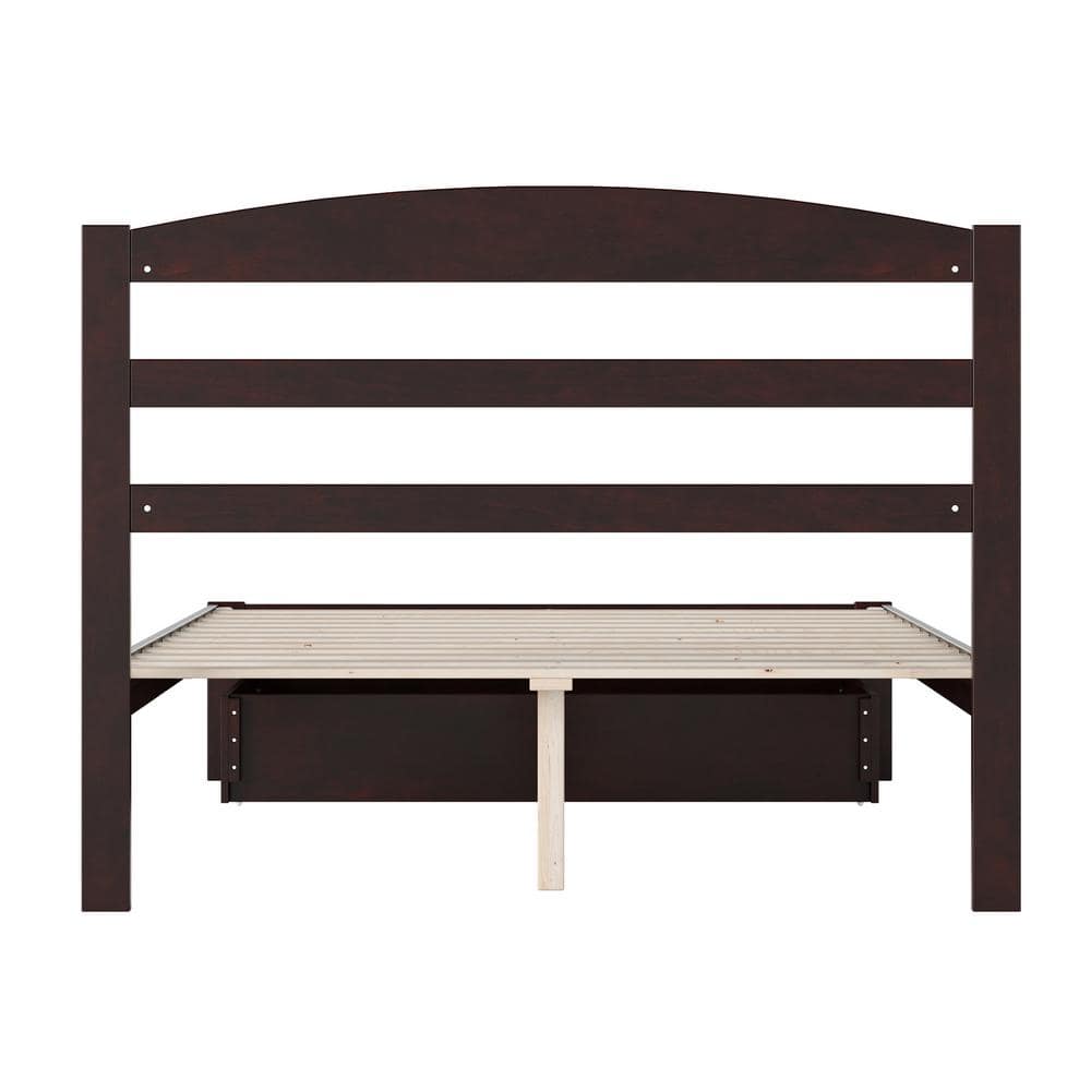 Espresso Warren Full Platform Bed with Sleek Foot Drawer