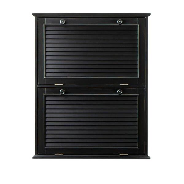 Home Decorators Collection Shutter 39 gal. Worn Black Wood Recycle Bin
