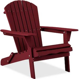 Red Folding Wood Outdoor Adirondack Chair Set of 1