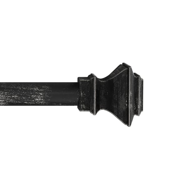Lavish Home 48 in. - 84 in. Telescoping 1 in. Modern Square Single Curtain Rod in Black