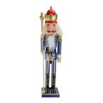 24 in. Blue Wooden Christmas Nutcracker King with Scepter