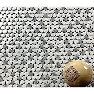Monet Jewels Gray Blue 1 in. x 1 in. Penny round Mosaic Porcelain Decorative Artistic Tile (12 sq. ft./Case)