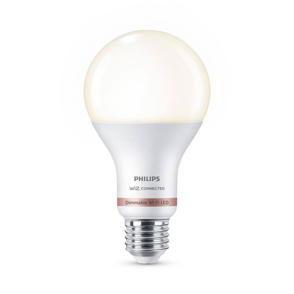 vertaler buiten gebruik prinses Philips 100-Watt Equivalent A21 LED Smart Wi-Fi Light Bulb Soft White  (2700K) powered by WiZ with Bluetooth (1-Pack) 562371 - The Home Depot