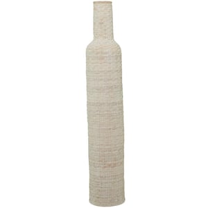 48 in. White Tall Woven Floor Bamboo Wood Decorative Vase
