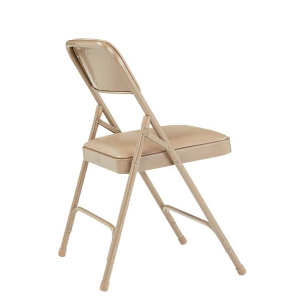 National Public Seating 1201 Beige Vinyl Seat Stackable Folding Chair (Set of 4) - 2