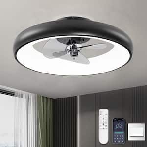 20 in. Indoor Ceiling Fan with Light Remote and APP Control, 6 Wind Speeds Smart Modern Ceiling Fan for Bedroom(Black)