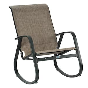 Aluminum Outdoor Rocking Chair with Powder Coated Aluminum Frame and Breathable Mesh Fabric (Beige)