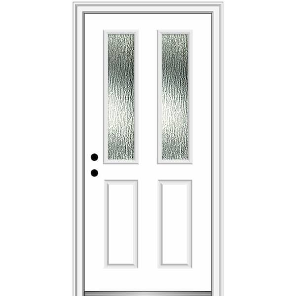 MMI DOOR Rain Glass 32 in. x 80 in. Right-Hand Inswing Primed Fiberglass Prehung Front Door on 4-9/16 in. Frame