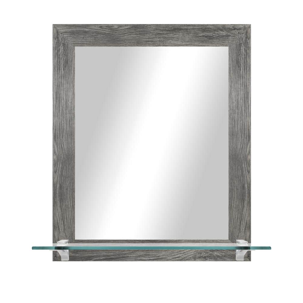 21.5 in. W x 25.5 in. H Rectangle Grey Vertical Framed Mirror With Tempered