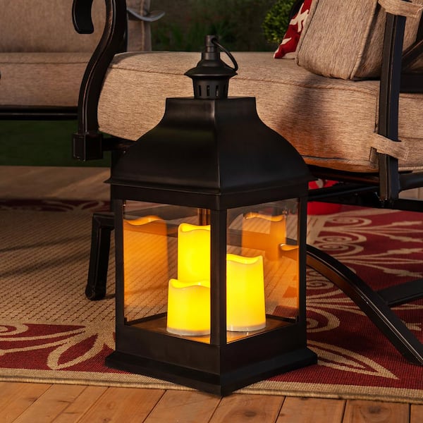 Decorative Candle Lanterns Indoor Outdoor Lantern, 14 Inch Battery Operated  Lantern Decorative, Dark Brown Bronze Outdoor Lanterns for Patio