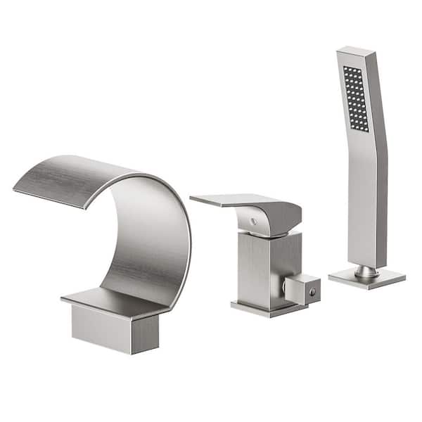 2-Spray Single-Handle Roman Tub Faucet with Handheld Shower, 2.5 GPM in Brushed Nickel (Valve Included)