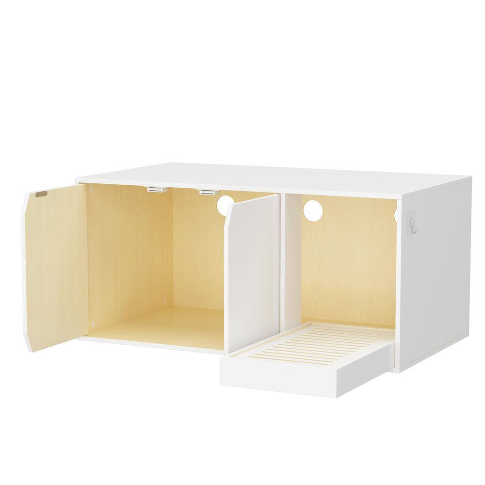 WIAWG Cat Litter Box Enclosure, Modern Wooden Large Stackable Cat Litter Box Organizer with