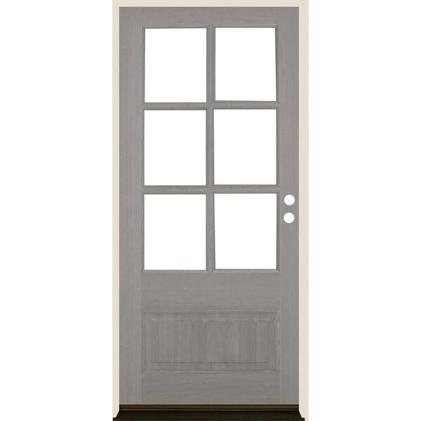 Krosswood Doors 36 in. x 80 in. Farmhouse LH 3/4 Lite Clear Glass Grey ...