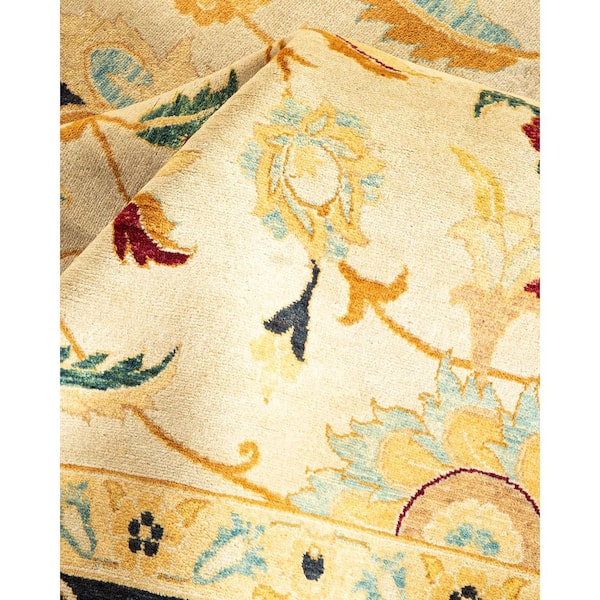 Mogul Green 6 ft. x 12 ft. Oriental Wool Indoor Runner Rug