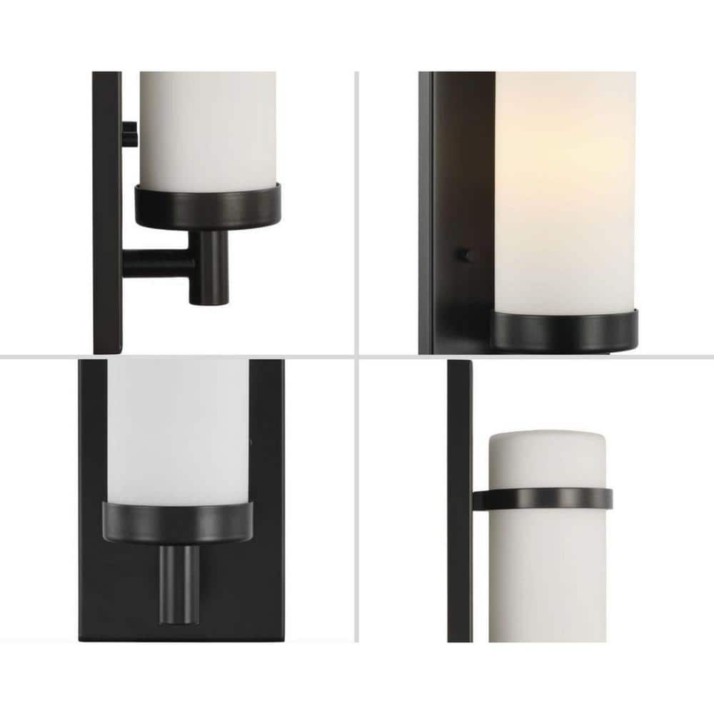 Matte Black Etched Opal Glass Dimmable Wall Sconce