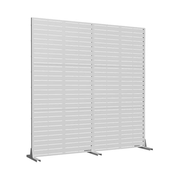 2-Piece 35 in. x 72 in. White Textured Metal Garden Screens Outdoor Privacy Screen