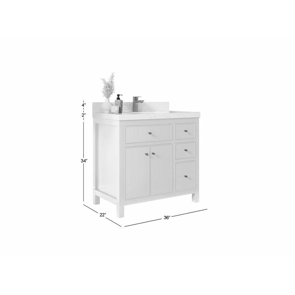 Sonoma 36" White Single Bathroom Vanity with Pearl Gray Quartz Top