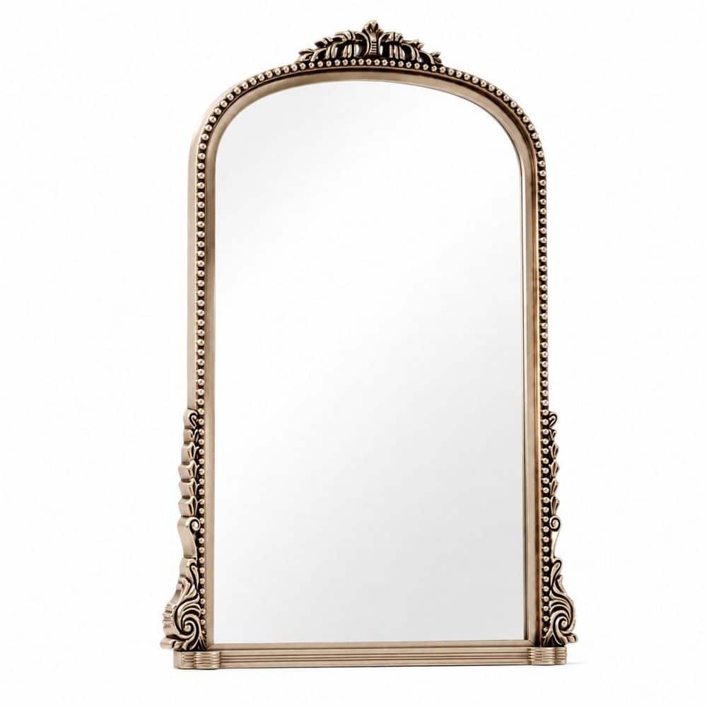 40 in. W x 28 in. H Silver Beaded Arched Frameless Wall Mirror, Metal Frame Vanity Bathroom Over-Sink Decor price history on PriceWatchPro