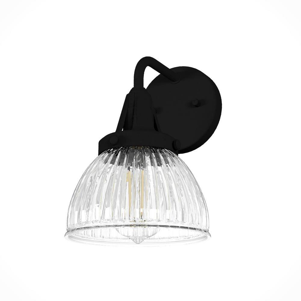 Cypress Grove Medium Black Iron Outdoor Wall Sconce with Clear Glass Shade