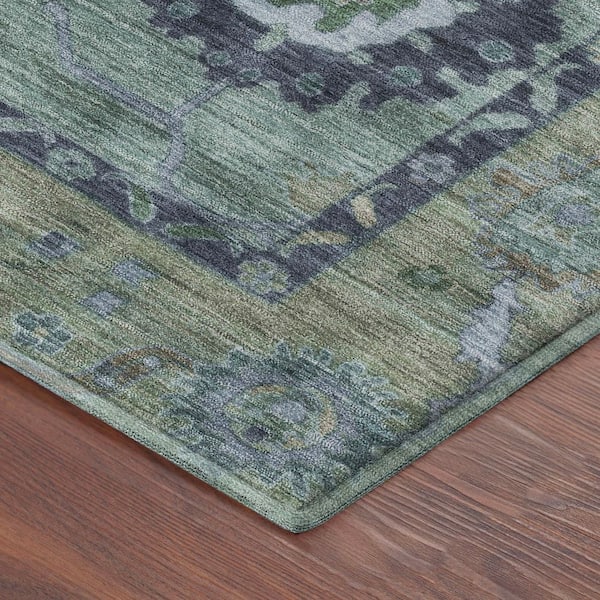 Mayfield Premium Machine Washable Abstract AMF2230 Green 8 ft. x 10 ft. Area Rug