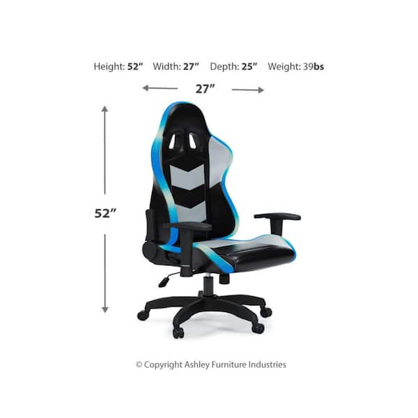 Lynxtyn Faux Leather Seat Reclining Ergonomic Gaming Chair in Black/Gray with Adjustable Arms