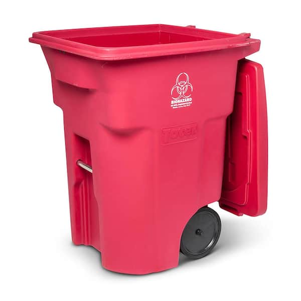 Toter 96 Gallon Red Hazardous Waste Trash Can/Garbage Can with
