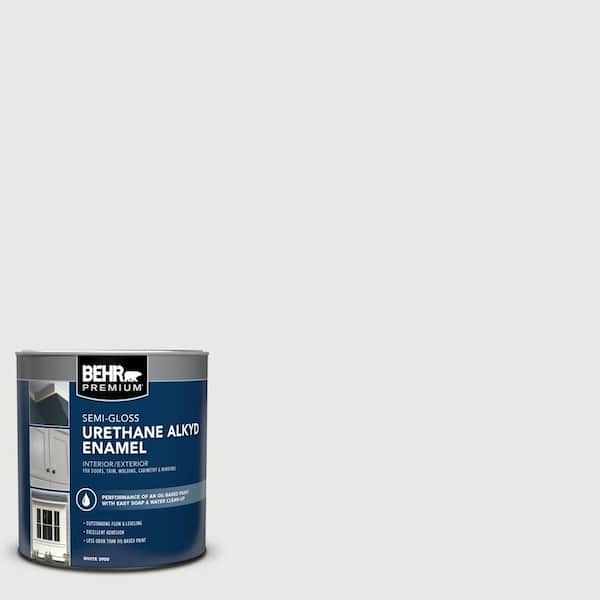 BEHR PREMIUM 1 qt. #750E-1 Steam White Semi-Gloss Enamel Urethane Alkyd Interior/Exterior Paint