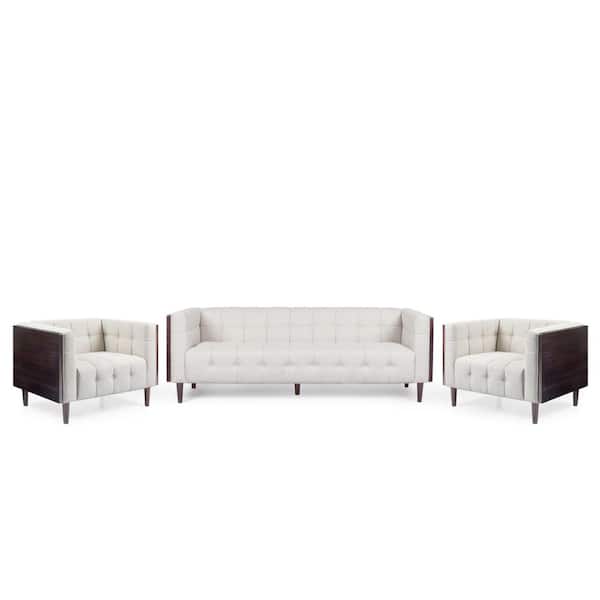 Noble House Penman 3-Piece Beige and Brown Living Room Set