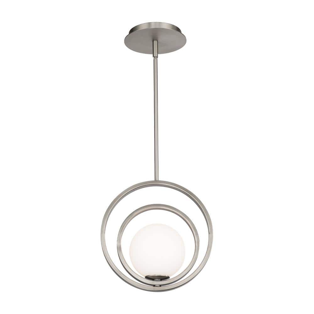 Ellington Mini Globe 10" LED Pendant in Brushed Nickel with Opal Glass
