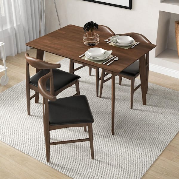 DC DICLASSE Wood Dining Table 47in Mid Century Farmhouse Room Rectangular  Table Small Kitchen Table 4 People Home Restaurant Breakfast Furniture  Brown