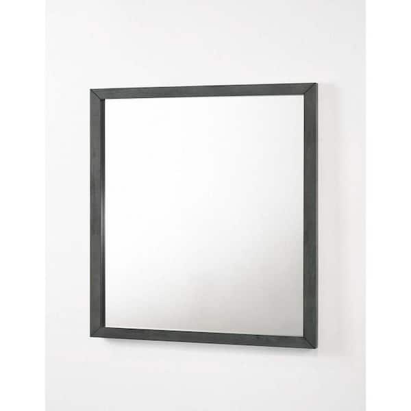 Bryan Grey 34 in. W x 40 in. H Modern Rectangle Wood Framed Mirror