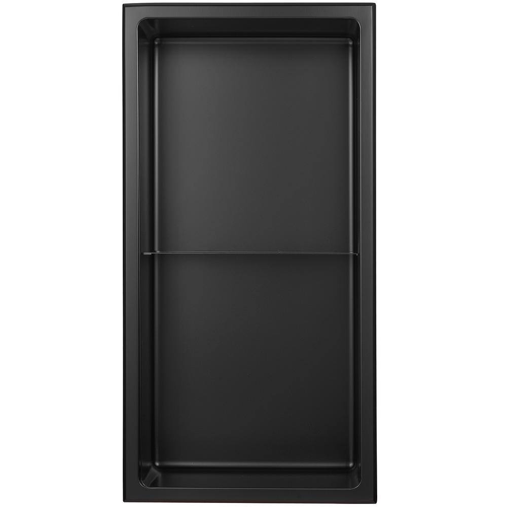 Matte Black Stainless Steel Double Shelf Shower Niche