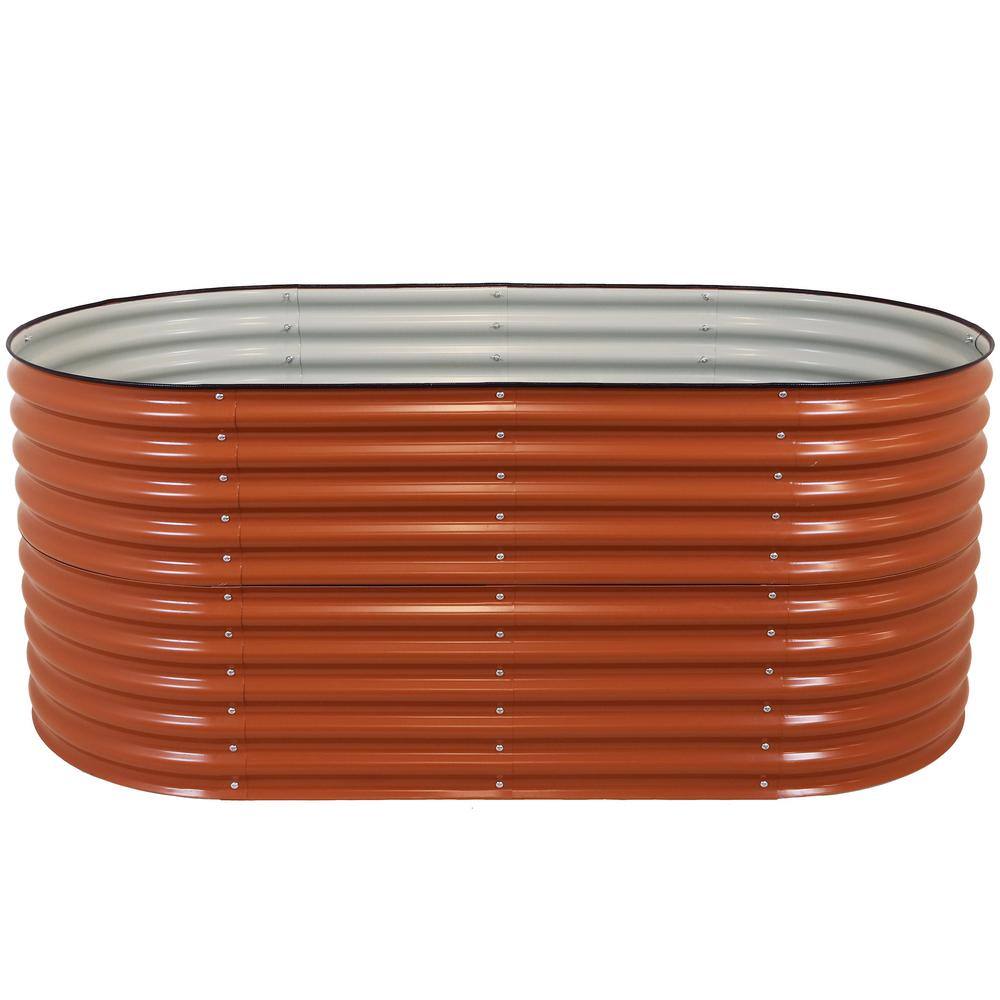 Large Brown Galvalume Steel Oval Raised Garden Bed
