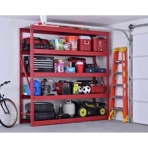 5-Tier Industrial Duty Steel Freestanding Garage Storage Shelving Unit in Red (90 in. W x 90 in. H x 24 in. D)