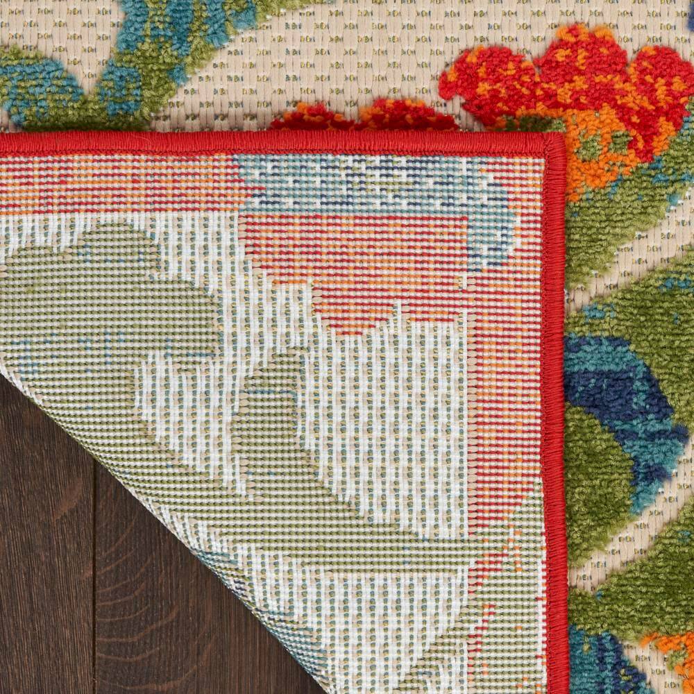 Aloha Red Multicolor Floral Synthetic Outdoor Rug 5'3" x 7'5"