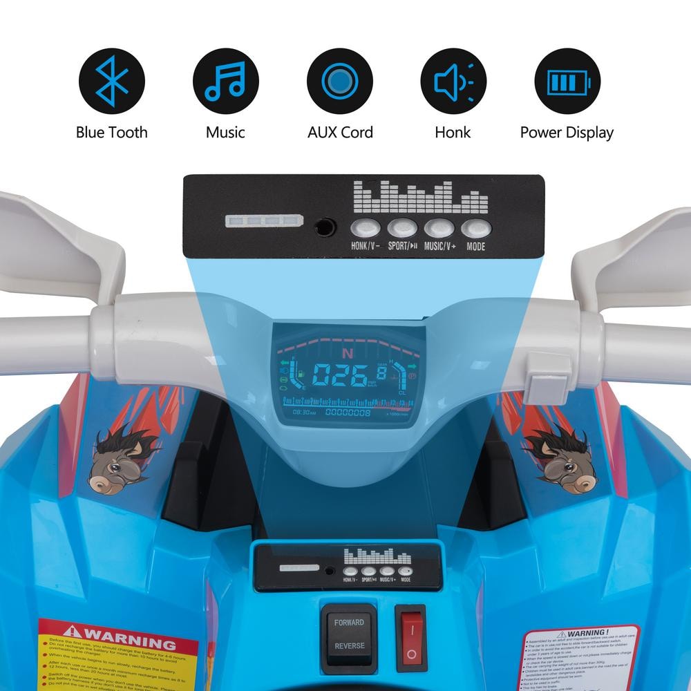 Blue 6-Volt Kids Ride-On ATV Quad with Trailer
